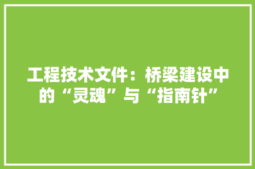 工程技术文件：桥梁建设中的“灵魂”与“指南针” 现代风格装饰