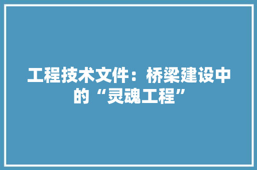 工程技术文件：桥梁建设中的“灵魂工程” 现代风格装饰