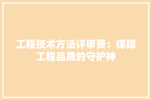 工程技术方法评审费：保障工程品质的守护神 现代风格装饰