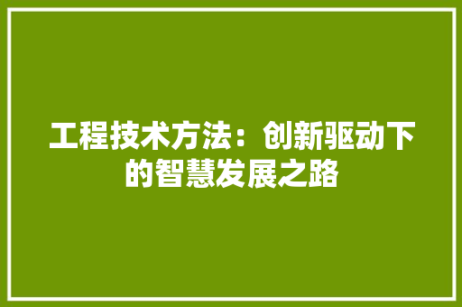 工程技术方法：创新驱动下的智慧发展之路 现代风格装饰
