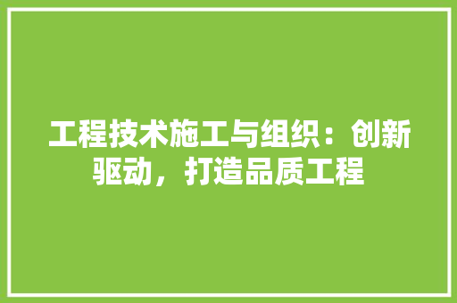 工程技术施工与组织：创新驱动，打造品质工程 现代风格装饰