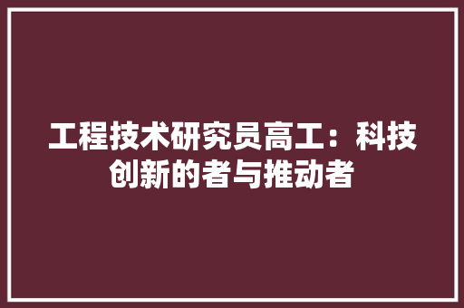 工程技术研究员高工：科技创新的者与推动者 现代风格装饰