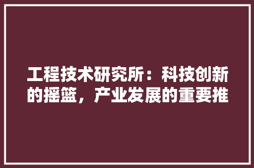 工程技术研究所：科技创新的摇篮，产业发展的重要推手 现代风格装饰