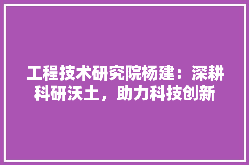工程技术研究院杨建：深耕科研沃土，助力科技创新 现代风格装饰