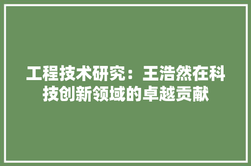 工程技术研究：王浩然在科技创新领域的卓越贡献 现代风格装饰