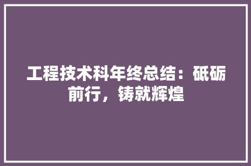 工程技术科年终总结：砥砺前行，铸就辉煌 现代风格装饰