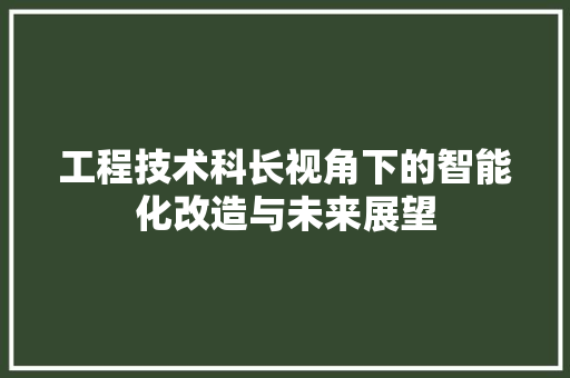 工程技术科长视角下的智能化改造与未来展望 现代风格装饰