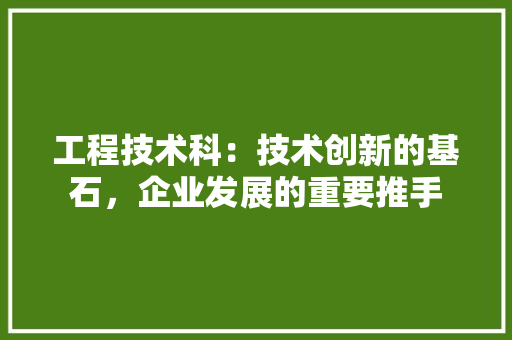 工程技术科：技术创新的基石，企业发展的重要推手 现代风格装饰