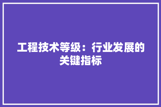 工程技术等级：行业发展的关键指标 现代风格装饰