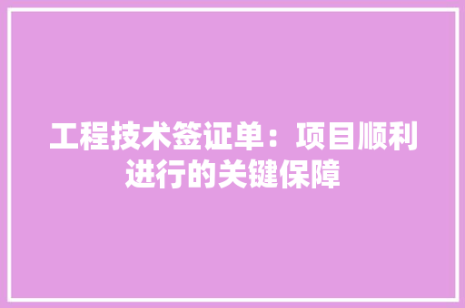 工程技术签证单：项目顺利进行的关键保障 现代风格装饰