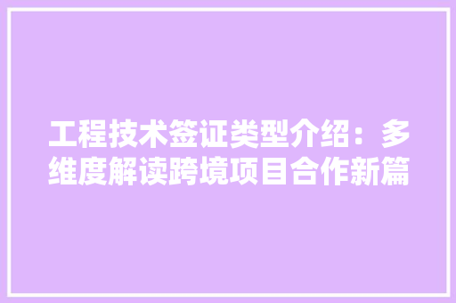 工程技术签证类型介绍：多维度解读跨境项目合作新篇章 现代风格装饰