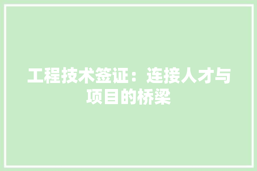工程技术签证：连接人才与项目的桥梁 现代风格装饰