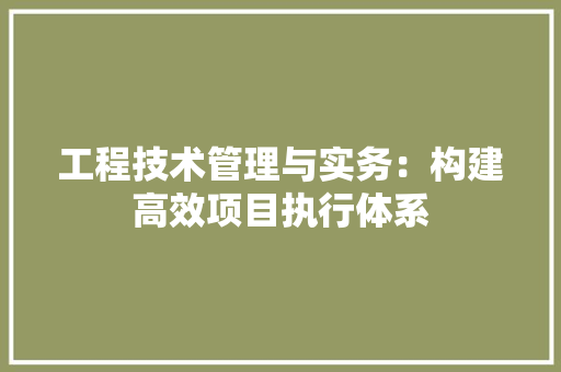 工程技术管理与实务：构建高效项目执行体系 现代风格装饰