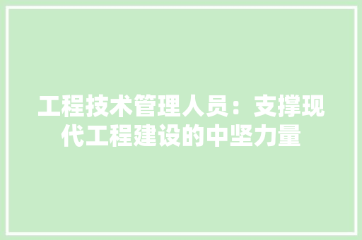 工程技术管理人员：支撑现代工程建设的中坚力量 现代风格装饰
