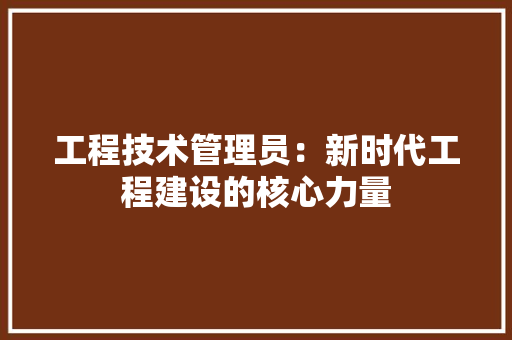 工程技术管理员：新时代工程建设的核心力量 现代风格装饰