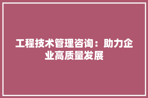 工程技术管理咨询：助力企业高质量发展 现代风格装饰