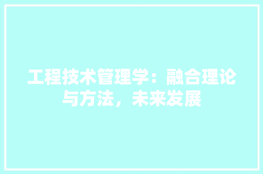 工程技术管理学：融合理论与方法，未来发展 现代风格装饰