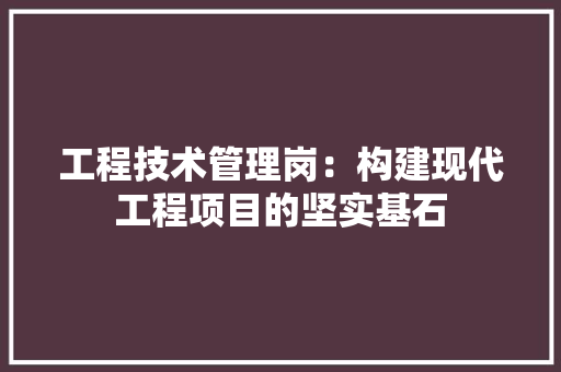 工程技术管理岗：构建现代工程项目的坚实基石 现代风格装饰