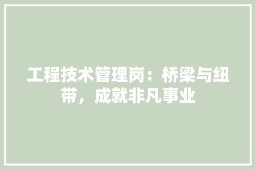 工程技术管理岗：桥梁与纽带，成就非凡事业 现代风格装饰