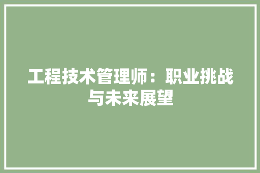 工程技术管理师：职业挑战与未来展望 现代风格装饰