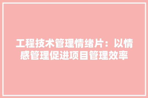工程技术管理情绪片：以情感管理促进项目管理效率 现代风格装饰