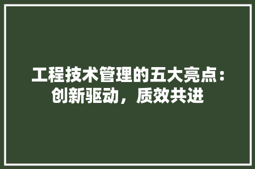 工程技术管理的五大亮点：创新驱动，质效共进 现代风格装饰