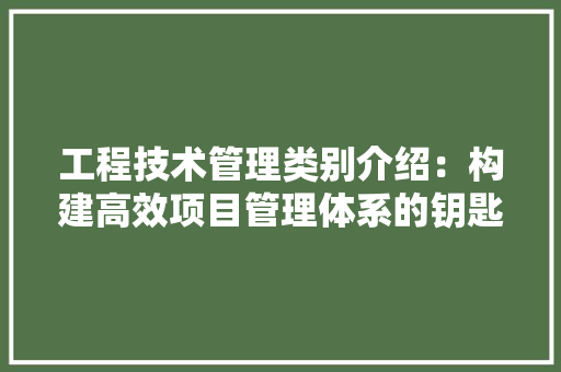 工程技术管理类别介绍：构建高效项目管理体系的钥匙 现代风格装饰