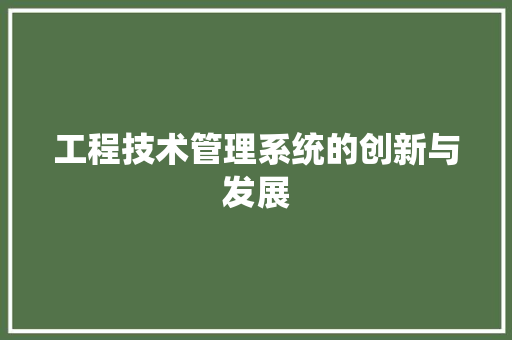 工程技术管理系统的创新与发展 现代风格装饰