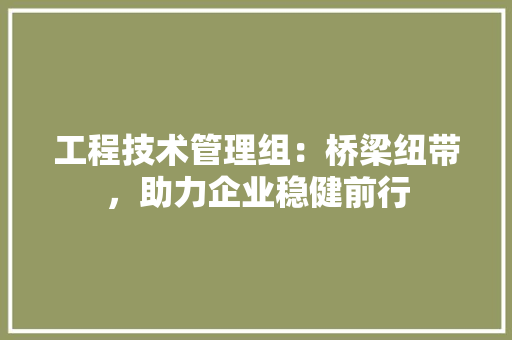 工程技术管理组：桥梁纽带，助力企业稳健前行 现代风格装饰