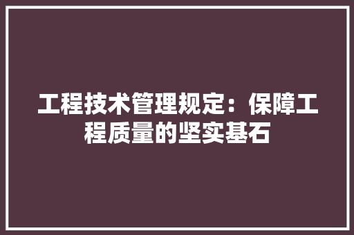 工程技术管理规定：保障工程质量的坚实基石 现代风格装饰