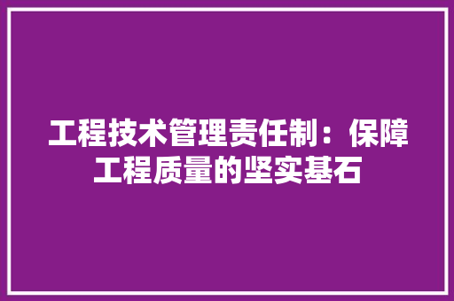 工程技术管理责任制：保障工程质量的坚实基石 现代风格装饰