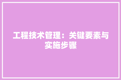 工程技术管理：关键要素与实施步骤 现代风格装饰