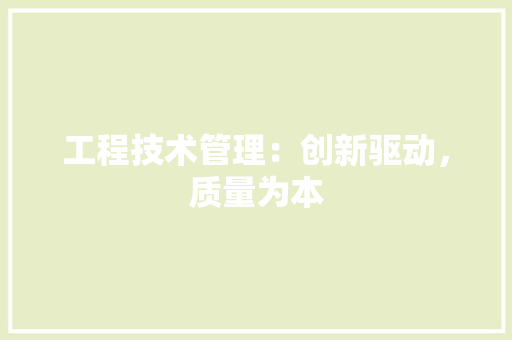 工程技术管理：创新驱动，质量为本 现代风格装饰
