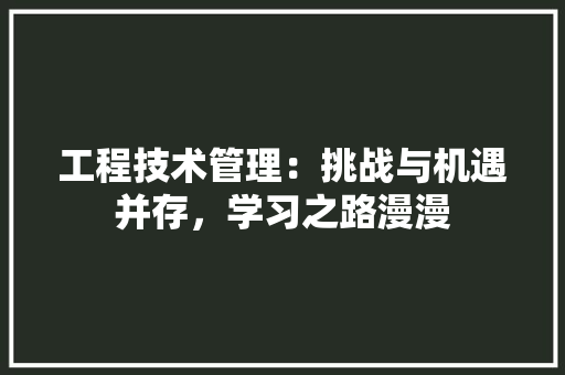 工程技术管理：挑战与机遇并存，学习之路漫漫 现代风格装饰
