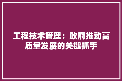 工程技术管理：政府推动高质量发展的关键抓手 现代风格装饰