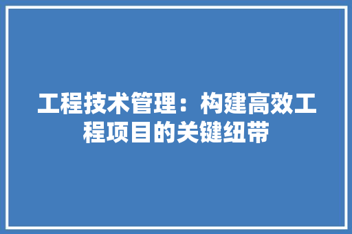 工程技术管理：构建高效工程项目的关键纽带 现代风格装饰