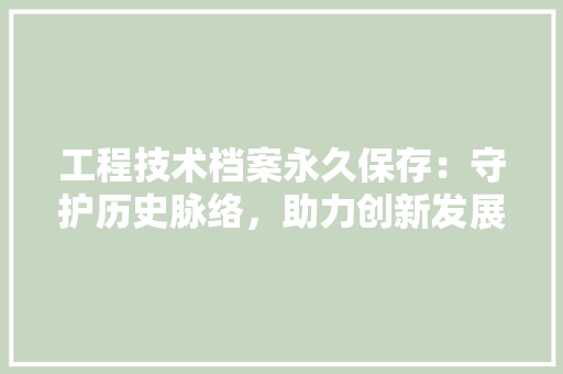 工程技术档案永久保存：守护历史脉络，助力创新发展 现代风格装饰