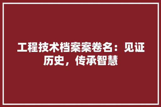 工程技术档案案卷名：见证历史，传承智慧 现代风格装饰
