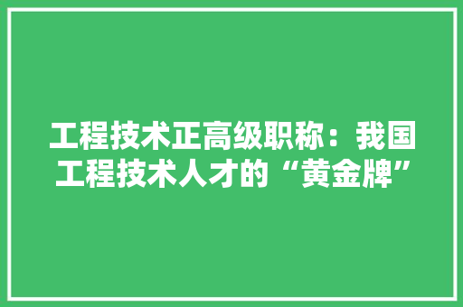 工程技术正高级职称：我国工程技术人才的“黄金牌” 现代风格装饰