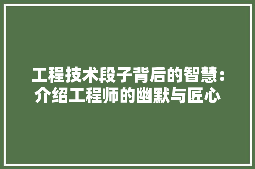 工程技术段子背后的智慧：介绍工程师的幽默与匠心 现代风格装饰
