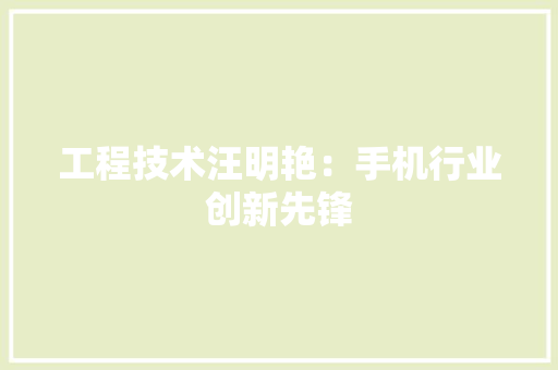 工程技术汪明艳：手机行业创新先锋 现代风格装饰