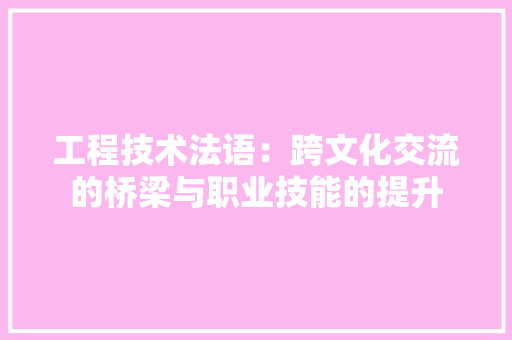 工程技术法语：跨文化交流的桥梁与职业技能的提升 现代风格装饰