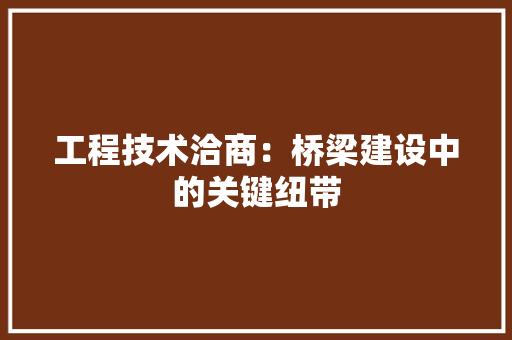 工程技术洽商：桥梁建设中的关键纽带 现代风格装饰