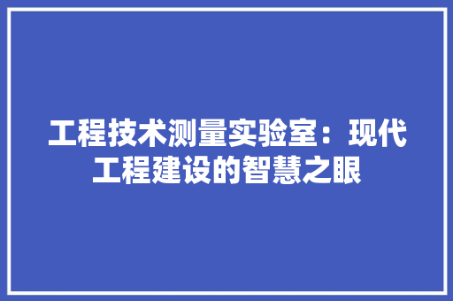 工程技术测量实验室：现代工程建设的智慧之眼 现代风格装饰