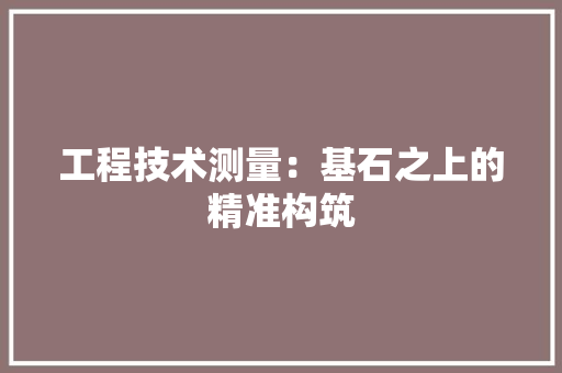 工程技术测量：基石之上的精准构筑