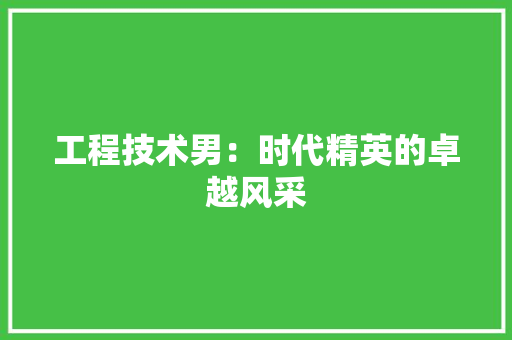 工程技术男：时代精英的卓越风采 现代风格装饰