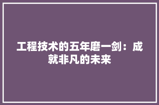 工程技术的五年磨一剑：成就非凡的未来 现代风格装饰