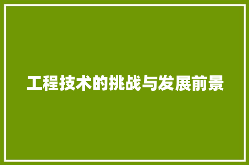 工程技术的挑战与发展前景 现代风格装饰