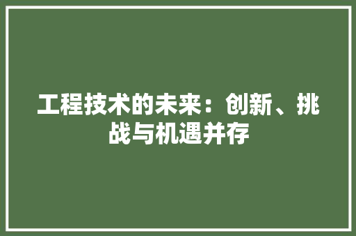 工程技术的未来：创新、挑战与机遇并存 现代风格装饰