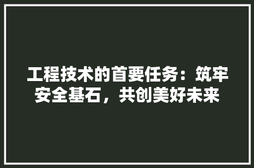 工程技术的首要任务：筑牢安全基石，共创美好未来 现代风格装饰